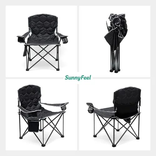 Vista 6 de SUNNYFEEL Silla de campamento de gran tamaño para adultos grandes y altos, silla de campamento plegable resistente que soporta 500 libras, silla
