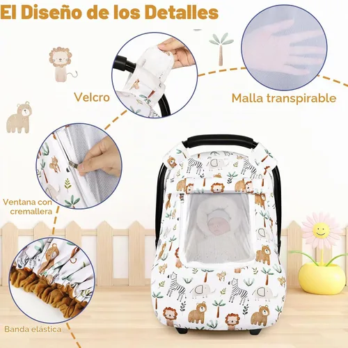 Vista 4 de Funda de asiento de automóvil para bebé, funda de asiento de automóvil resistente al viento para niñas pequeñas, toldo cálido para asiento