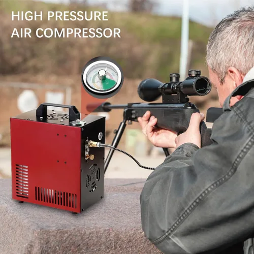 Vista 9 de Thunder - Compresor de aire PCP de 4500 psi, recarga de hasta 1.6 L, llenado rápido para pistolas de aire o tanque de paintball, apagado automático