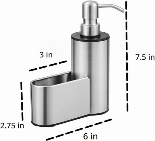 Vista 2 de Dispensador de jabón de cocina con soporte para esponja, 12 oz