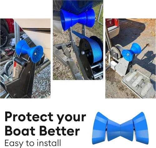 Vista 5 de 3 Inch 4 Inch Boat Trailer Roller Bow Stop with 1/2" Shaft Bow Stop for Boat Trailers Blue Bow Rubber Roller