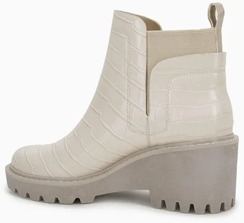 Vista 2 de Botines Chelsea con suela acanalada de plataforma para mujer, con tacón alto y grueso, antideslizante, de piel de gamuza sin cordones y a la moda