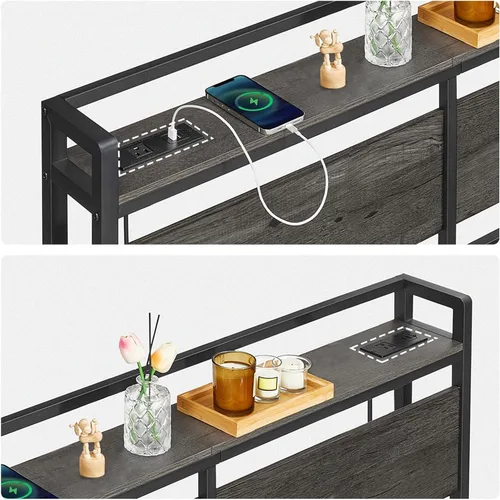 Vista 7 de HOOBRO Cabecera Tamaño Queen, Cabecera con 2 Tomacorrientes y 4 Puertos USB, Altura Ajustable, Estante de Almacenamiento, Resistente y Estable