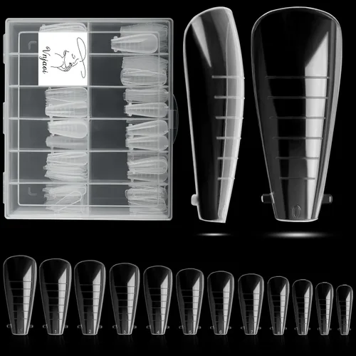 Vista 12 de 120 piezas de gel de extensión de polietileno con formas de uñas dobles con constructor de escamas para uñas de gel de manicura, diseño artístico