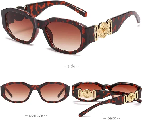 Vista 5 de LASPOR Gafas de sol irregulares para mujeres y hombres, modernas, retro, vintage, rectangulares, persianas hexagonales, protección UV400