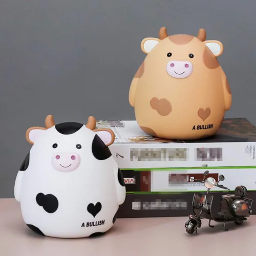 Vista 2 de Hucha de vaca con leche y vaca, caja de ahorro de dinero con animales lindos para niños y niñas, decoración del hogar