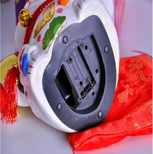 Vista 4 de Gato de la suerte grande de 10 pulgadas, gato de la suerte de cerámica Feng Shui, porcelana decorada con adornos, Lucky Fortune, el mejor regalo