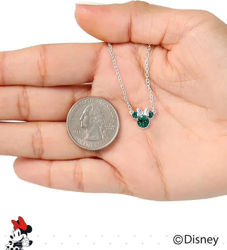 Vista 5 de Disney Minnie Mouse Crystal Birthstone Jewelry, Birth Month Pendant Necklace, Silver Plated