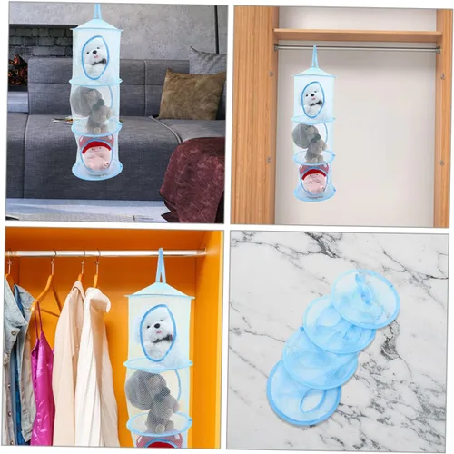 Vista 4 de Hemoton 2 redes de almacenamiento de animales de peluche, organizadores plegables para habitación de niños y niñas, prácticas hamacas colgantes