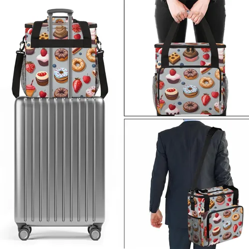 Vista 7 de Bolsa de viaje para cafetera con forma de donut para Keurig K-Mini/K-Mini Plus con aislamiento impermeable con bolsillos para K-Cup portátil de una