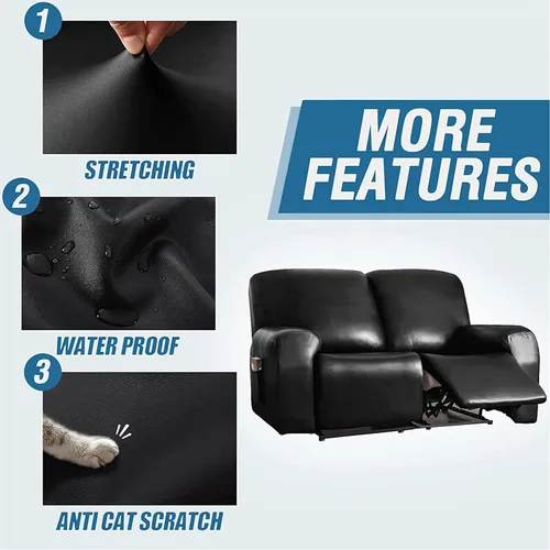 Vista 3 de Funda para sofá reclinable de 2/3 plazas, de piel sintética, impermeable, con bolsillo lateral, funda para sillón de masaje, protector de muebles