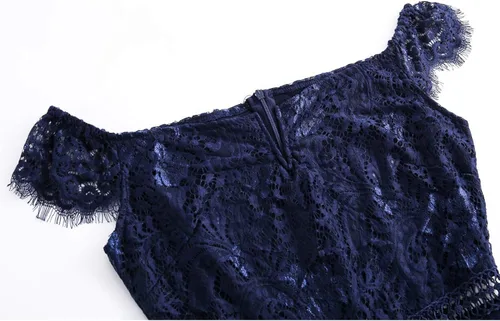 Vista 5 de Vestido de cóctel para mujer, diseño elegante de encaje floral, ceñido al cuerpo