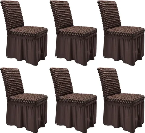 Vista 49 de NICEEC - Juego de 2 fundas para sillas de comedor de alta elasticidad, fundas removibles para sillas de comedor con falda, fundas protectoras