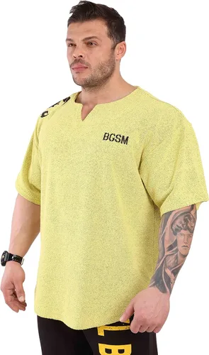 Vista 2 de Camiseta de gimnasio para hombre, ropa activa, levantamiento de culturismo, parte superior de trapo de gran tamaño, textura de toalla, camiseta
