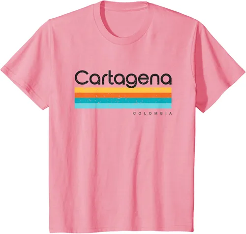 Vista 61 de Camiseta vintage de Cartagena Colombia con diseño retro, Blanco, S