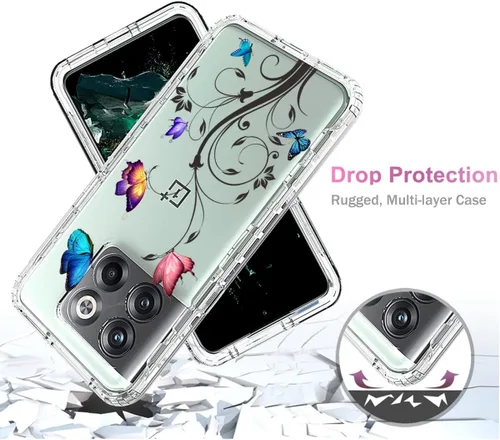 Vista 7 de Funda para OnePlus 10T/OnePlus Ace Pro CPH2415 con protector de pantalla de vidrio templado, cuerpo completo transparente con protección de diseño