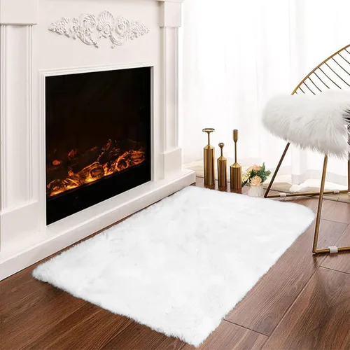 Vista 30 de Latepis Alfombra Pequeña Negra Esponjosa 2x3 pies Manta de Piel Sintética de Conejo Alfombra Suave Lavable Alfombras Peludas Shag para Dormitorio