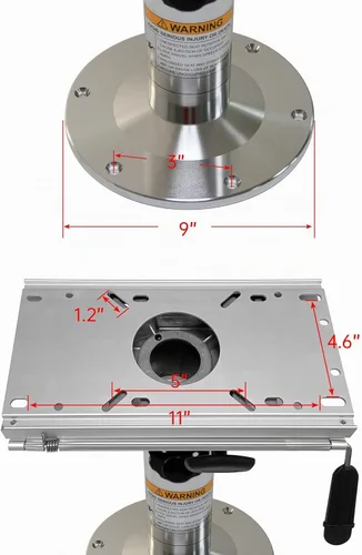 Vista 5 de Pedestal de asiento de barco de bloqueo de altura ajustable de aluminio con tobogán Base para silla de barco con altura ajustable de 13 a 19