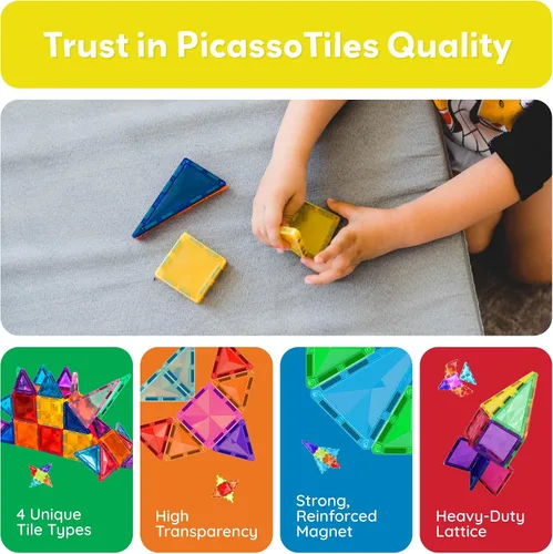 Vista 7 de PicassoTiles Bloques de Construcción de Azulejos Magnéticos Tamaño Mini Serie Diamante Juguetes Magnéticos Tamaño de Viaje Imanes de Construcción