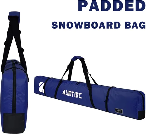 Vista 6 de AUMTISC Bolsa de esquí totalmente acolchada, bolsas de esquí individuales para viajes aéreos, bolsa de esquí de nieve impermeable para volar con asa