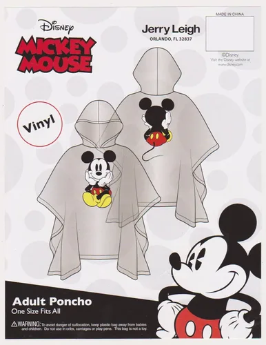 Vista 3 de Disney Mickey Mouse - Poncho de lluvia con capucha estampado unisex para adultos