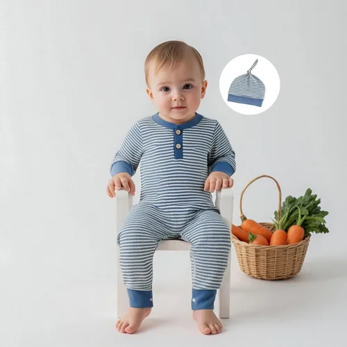 Vista 3 de Kuriozud Ropa para Recién Nacido Bebé Unisex Niño Niña Mameluco con Botones Mono Conjunto Básico de Una Pieza