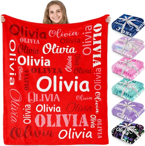 Vista 12 de Gudina Mantas y mantas personalizadas con nombre personalizado con nombre, manta de franela personalizada, regalos para niños, niñas, niños y bebés