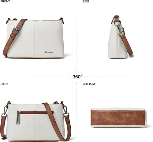 Vista 7 de Bolso cruzado para mujer, mediano y grande, de cuero vegano, bolso de mano para el hombro, bolso de mano de moda para viajes