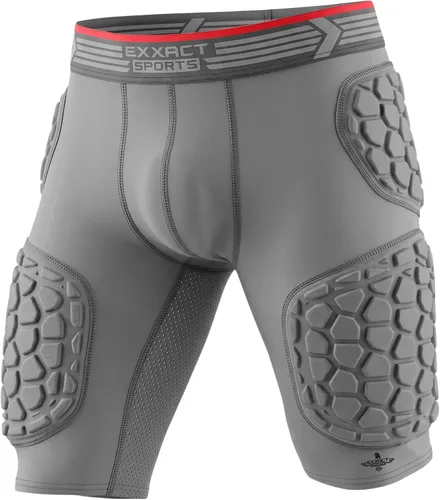 Vista 9 de Exxact Sports Elite - Faja de fútbol para adultos con 5 almohadillas para hombres con bolsillo para tazas, pantalones cortos de compresión