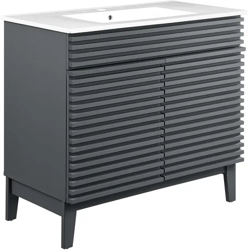 Vista 82 de Modway Render 23.5" tocador de baño en nogal (lavabo no incluido)