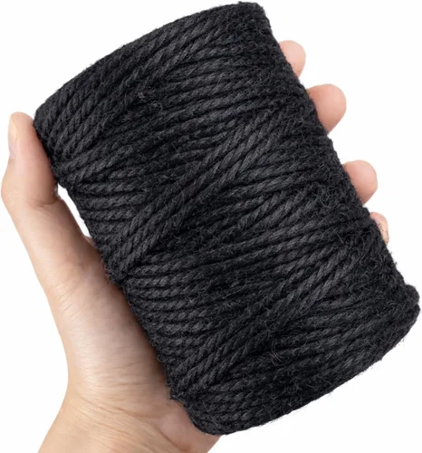 Vista 3 de Leecogo - Cuerda de yute negro de 2.5 mm, 100 metros, resistente, para jardinería, manualidades y proyectos decorativos