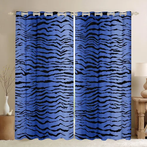 Vista 24 de Feelyou Cortinas opacas con estampado de leopardo de 30% a 50%, cortinas de oscurecimiento con estampado de guepardo para dormitorio, para niños