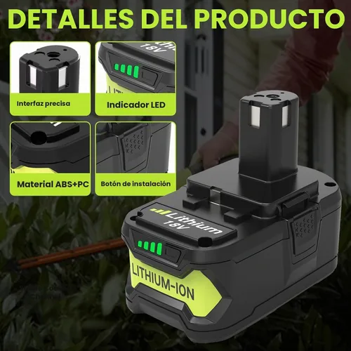 Vista 3 de Paquete de 2 baterías de repuesto de 18 V 8000 mAh P108 para Ryobi 18 V Compatible con batería Ryobi de 18 voltios P102 P103 P104 P105 P107 P109