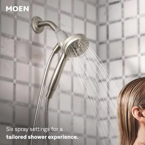 Vista 5 de Ducha Moen, de mano magnética con cabezal rociador de seis funciones y sistema de acoplamiento Eco-Performance, 26100EPSRN color fantasía