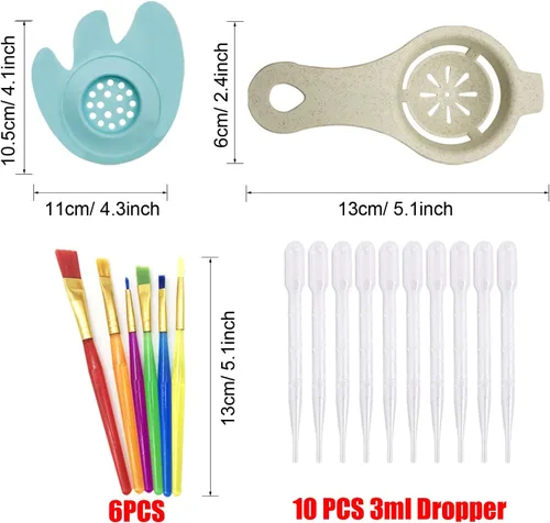 Vista 3 de Kit de 37 piezas de suministros de arte acrílico para verter coladores, 7 coladores de pintura de silicona de plástico, kits de herramientas