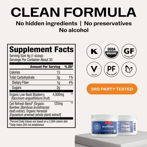 Vista 6 de Vimergy Polvo de arándano silvestre – Protege la salud cerebral* – Apoya la función cardiovascular* – Orgánico, vegano y sin gluten – 4.23 oz