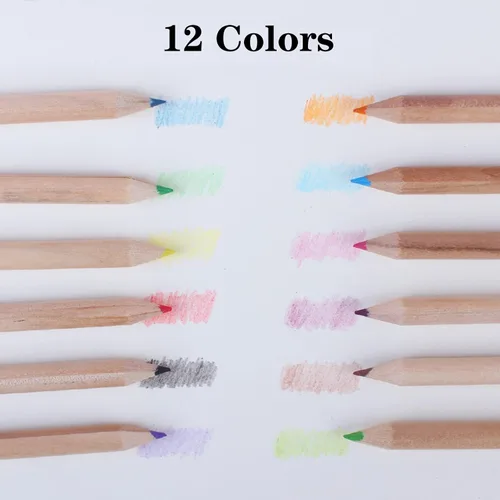 Vista 4 de Tergy - 8 paquetes de lápices de colores mini con sacapuntas en tubo, lápices de dibujo portátiles de arte de dibujos animados para niños y adultos