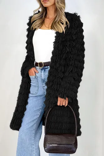 Vista 4 de PRETTYGARDEN Chaquetas de piel sintética de invierno para mujer 2024, abrigo largo y lanudo