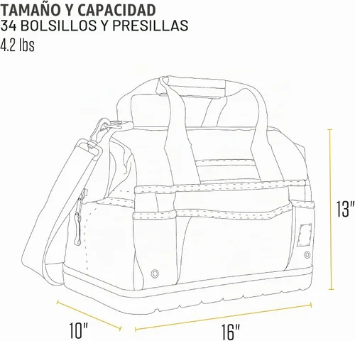 Vista 5 de Carhartt Onsite - Bolsa de herramientas, duradera, resistente al agua, bolsa de almacenamiento de herramientas, pesada con base moldeada, 16