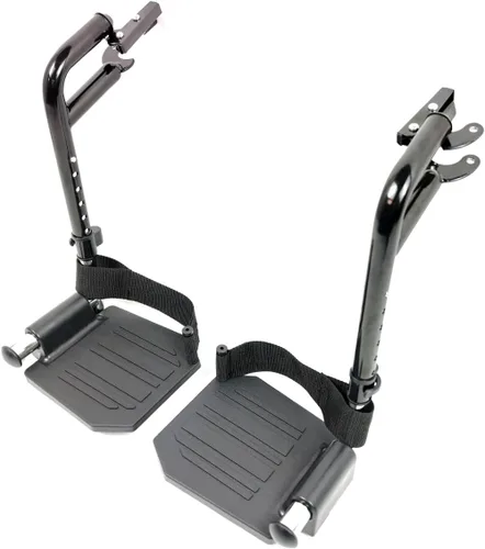 Vista 5 de Reposapiés económico para sillas de ruedas estándar y silla de transporte, plantillas compuestas y trabillas para el talón, reposapiés universales