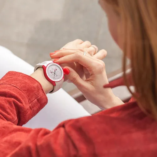 Vista 3 de Correas para reloj Moonswatch, correa compatible con Omega Swatch Moonswatch Speedmaster sin huecos, diseño curvado, correa de repuesto de silicona