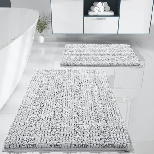 Vista 43 de Yimobra Juego de 2 alfombras de baño de felpilla suave y absorbente y alfombra para inodoro en forma de U, antideslizante, lavable a máquina