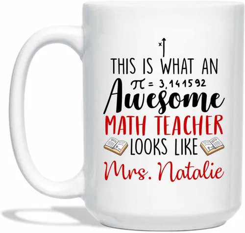 Vista 10 de Taza de cerámica blanca personalizada con nombre "A Day Without Math Is Like Just Kidding I Have No Idea", taza de café personalizada