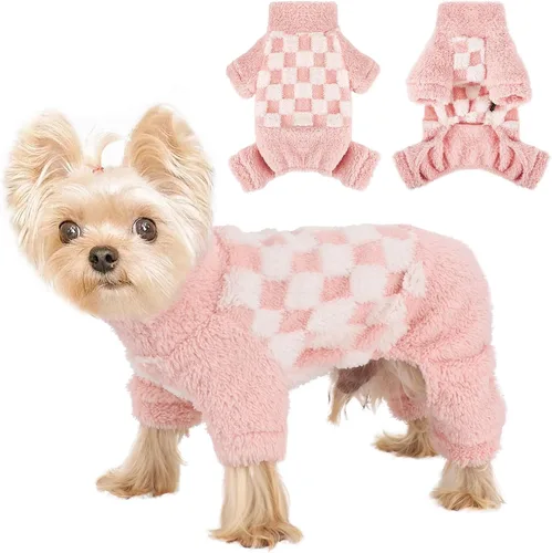 Vista 15 de Suéteres para perros pequeños para invierno, pijamas de perro de tamaño pequeño para niños y niñas, ropa de forro polar para mascotas, atuendo
