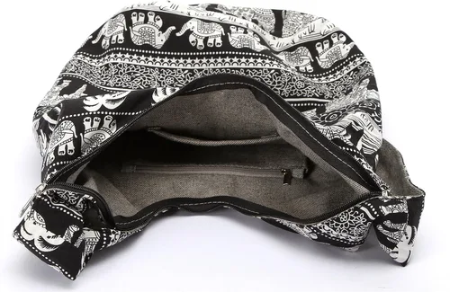 Vista 124 de Bolsa de hombro para mujer, de lona en estilo hippie/bohemio para llevar cruzada al hombro, disponible en diferentes colores y estampados
