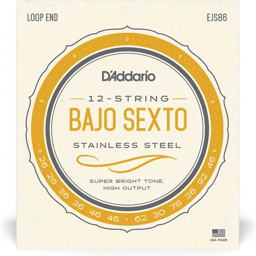 Vista 2 de D'Addario Cuerdas de guitarra de acero inoxidable EJS86 Bajo Sexto