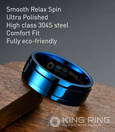 Vista 3 de King Ring Anillos giratorios ultra pulidos de 0.315 in Anillos de acero inoxidable planos brillantes de alta calidad para hombres y mujeres