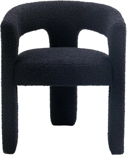 Vista 15 de Silla moderna de comedor en barril, silla de cocina acentuada tapizada en cuero sintético con brazos, silla lateral cómoda para sala de blanco