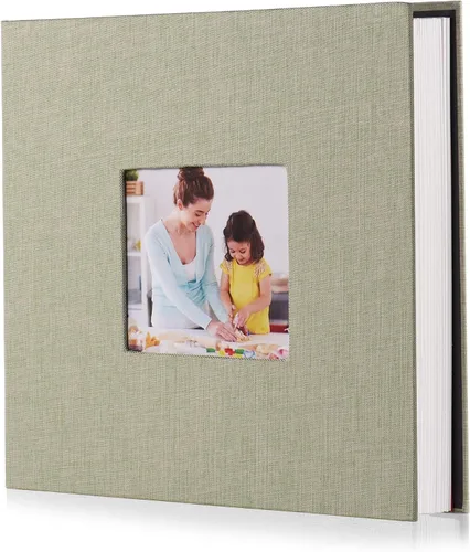 Vista 30 de HoneyTolly Álbum de fotos autoadhesivo para fotos de 4 x 6 imágenes, cubierta magnética de lino, 15 hojas/30 páginas en blanco para bodas Beige claro