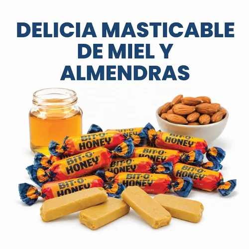Vista 8 de Caramelos de miel – Bolsa a granel de 1 libra – Caramelo retro envuelto individualmente – Taffy real de miel y almendra (aproximadamente 65 piezas)
